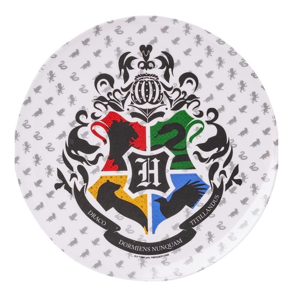 Harry Potter Melamine 10” Dinner Plates Hogwarts Crest Set Of 4 New - Picture 3 of 6